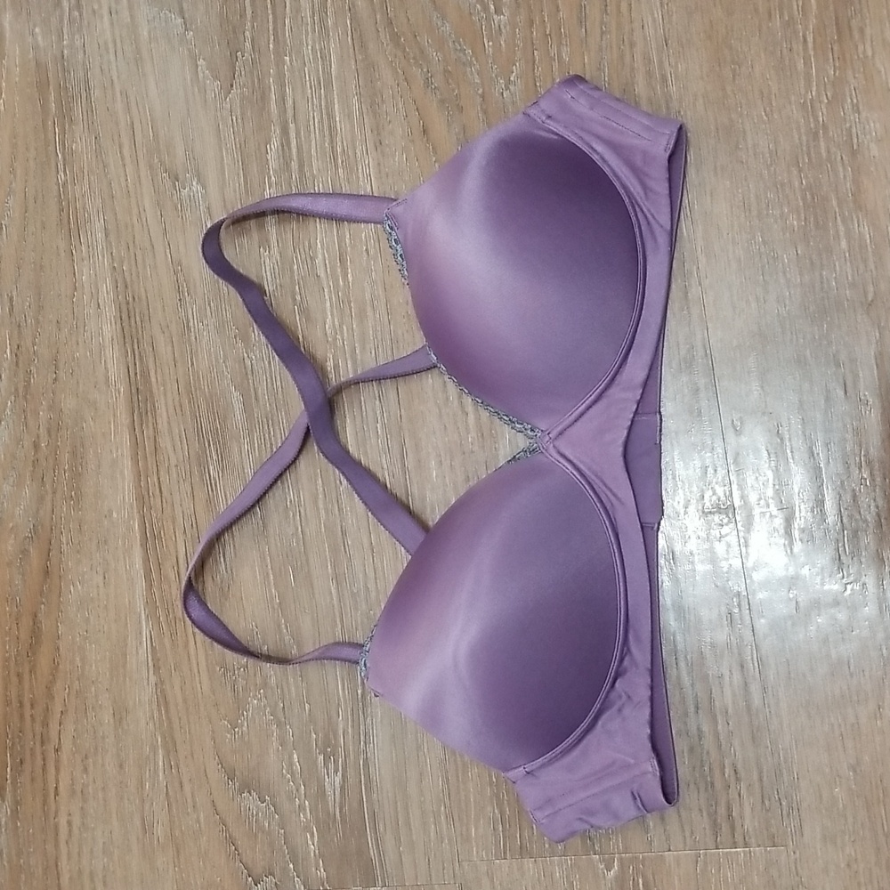 (38B) Warner's Solid Color Padded Support Underwire Bra Cross Strap Comfortable